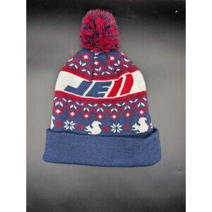 JE11 Julian Edleman Hat Winter Pom Pom Blue Red NFL Patriots High Profile RARE